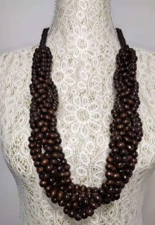 N484 Brown Multi Strand Bead Necklace with FREE Earrings polly Necklaces
