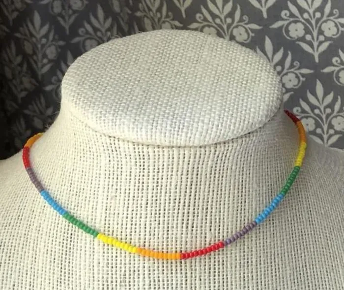 N537 Silver Rainbow Seed Bead Choker Necklace with FREE Earrings polly Necklaces N537 Silver Rainbow Seed Bead Choker Necklace with FREE Earrings polly Necklaces