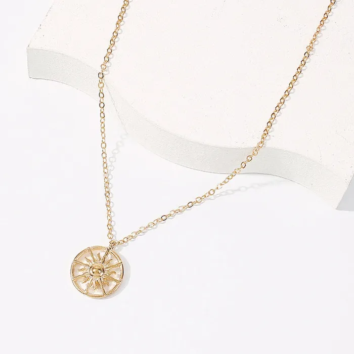 N609 Gold Sun Necklace with Free Earrings 01 Necklaces