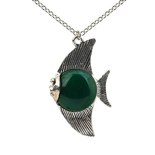 N85 Green Fish Necklace with Free Earrings 02 Necklaces