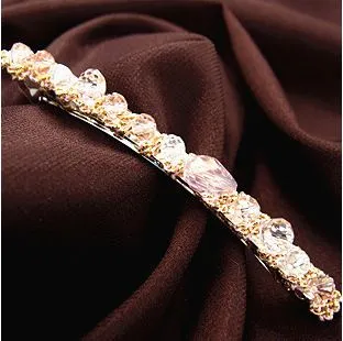 Necklaces 01 H661 Light Pink Beaded Hair Clip