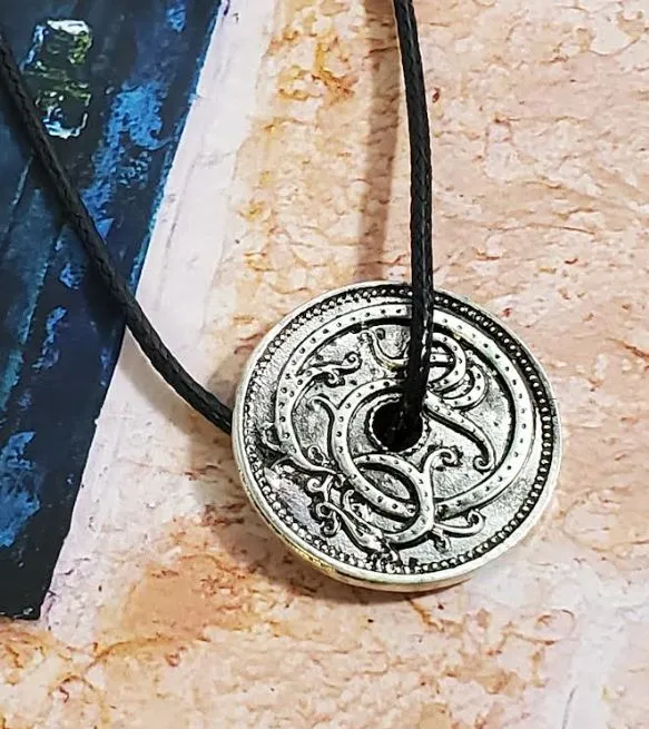 Necklaces 02 N1754 Silver Viking Design Leather Cord Necklace with FREE EARRINGS