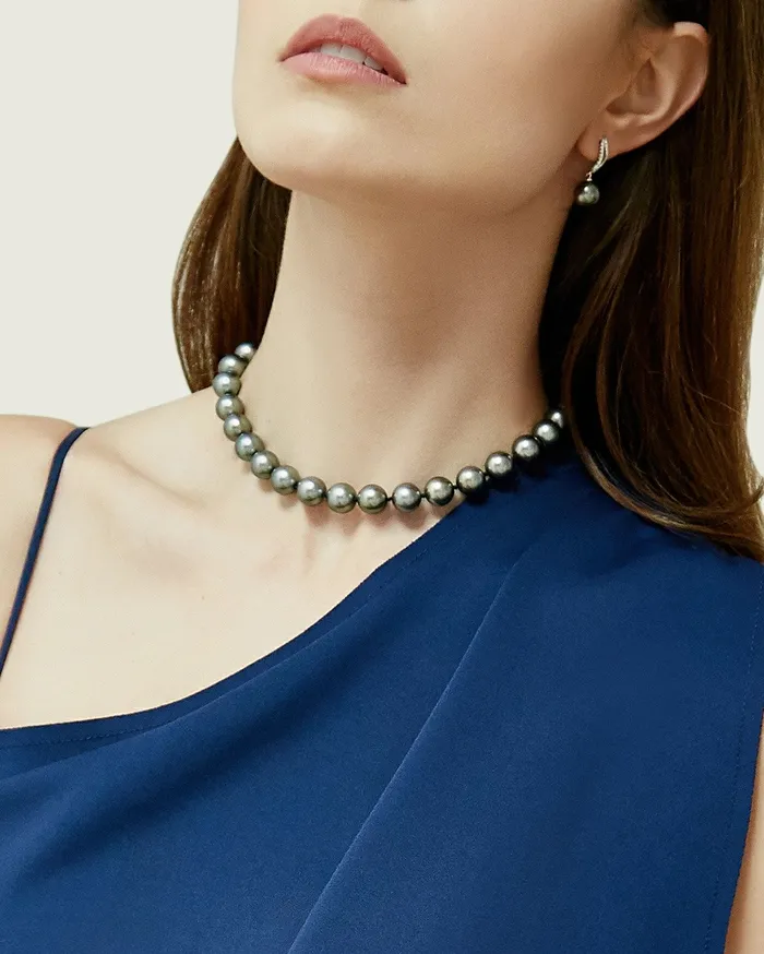 Necklaces 1113mm Silver Tahitian South Sea Pearl Necklace AAA Quality spt
