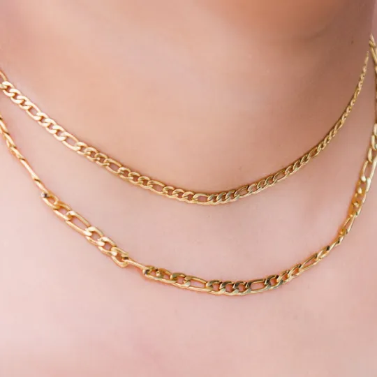 Necklaces 18K GoldFilled Double Layer Figaro Chain Necklace Jewelvers Necklaces 18K GoldFilled Double Layer Figaro Chain Necklace Jewelvers
