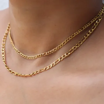 Necklaces 18K GoldFilled Double Layer Figaro Chain Necklace Jewelvers Necklaces 18K GoldFilled Double Layer Figaro Chain Necklace Jewelvers
