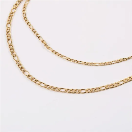 Necklaces 18K GoldFilled Double Layer Figaro Chain Necklace Jewelvers Necklaces 18K GoldFilled Double Layer Figaro Chain Necklace Jewelvers