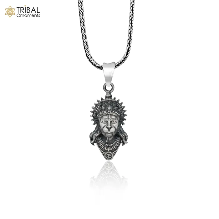 Necklaces 925 sterling silver handmade lord hanuman Pendant with chain tribal jewellery nsp1035 TRIBAL ORNAMENTS Necklaces 925 sterling silver handmade lord hanuman Pendant with chain tribal jewellery nsp1035 TRIBAL ORNAMENTS