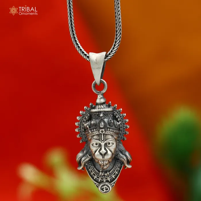 Necklaces 925 sterling silver handmade lord hanuman Pendant with chain tribal jewellery nsp1035 TRIBAL ORNAMENTS Necklaces 925 sterling silver handmade lord hanuman Pendant with chain tribal jewellery nsp1035 TRIBAL ORNAMENTS