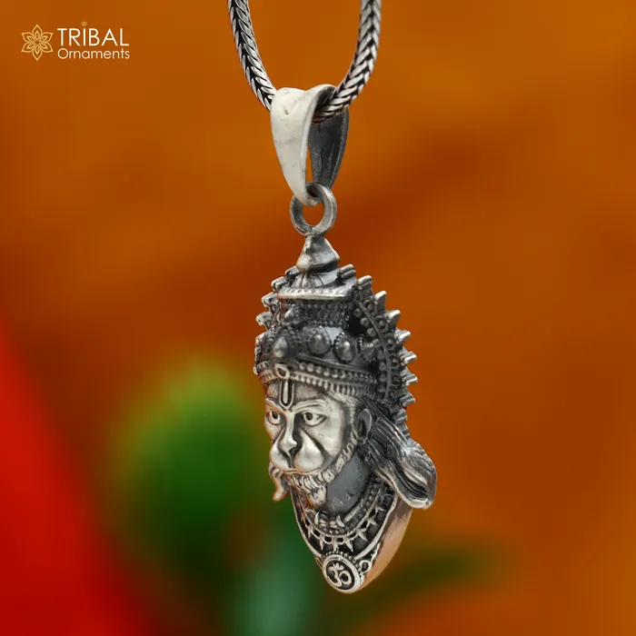 Necklaces 925 sterling silver handmade lord hanuman Pendant with chain tribal jewellery nsp1035 TRIBAL ORNAMENTS Necklaces 925 sterling silver handmade lord hanuman Pendant with chain tribal jewellery nsp1035 TRIBAL ORNAMENTS