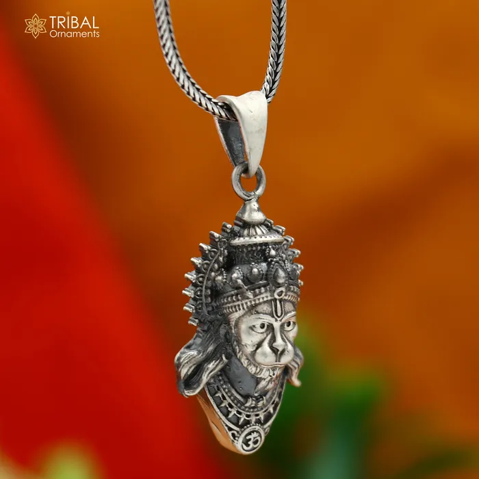 Necklaces 925 sterling silver handmade lord hanuman Pendant with chain tribal jewellery nsp1035 TRIBAL ORNAMENTS Necklaces 925 sterling silver handmade lord hanuman Pendant with chain tribal jewellery nsp1035 TRIBAL ORNAMENTS
