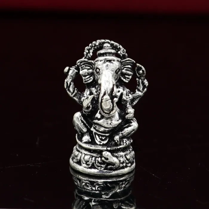 Necklaces 925 Sterling silver Lord Ganesh Idol small statue Figurine handcrafted Lord Ganesh statue sculpture Diwali puja gift art504 TRIBAL ORNAMENTS