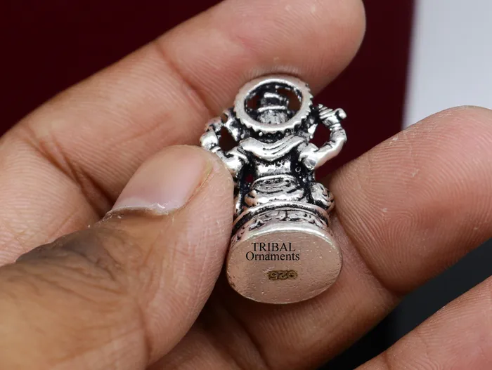 Necklaces 925 Sterling silver Lord Ganesh Idol small statue Figurine handcrafted Lord Ganesh statue sculpture Diwali puja gift art504 TRIBAL ORNAMENTS