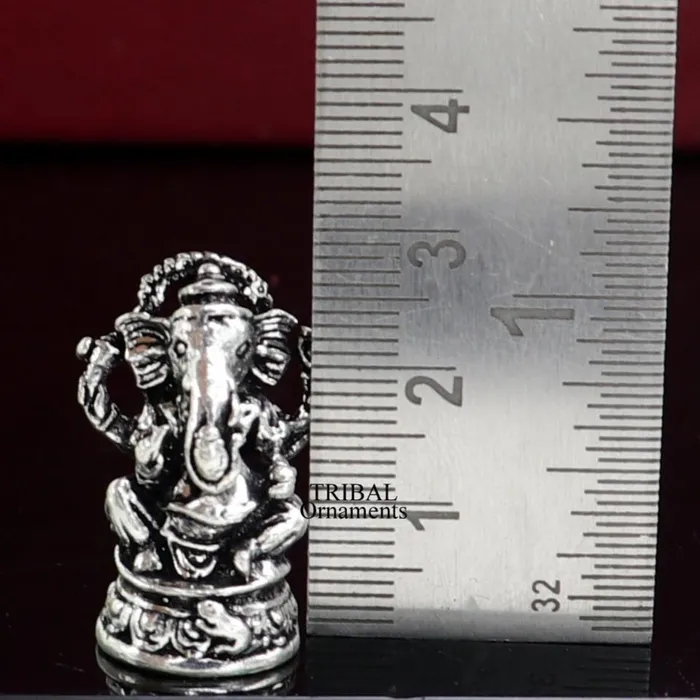 Necklaces 925 Sterling silver Lord Ganesh Idol small statue Figurine handcrafted Lord Ganesh statue sculpture Diwali puja gift art504 TRIBAL ORNAMENTS