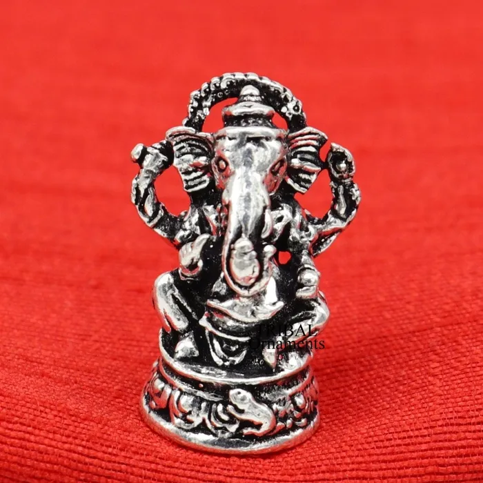 Necklaces 925 Sterling silver Lord Ganesh Idol small statue Figurine handcrafted Lord Ganesh statue sculpture Diwali puja gift art504 TRIBAL ORNAMENTS