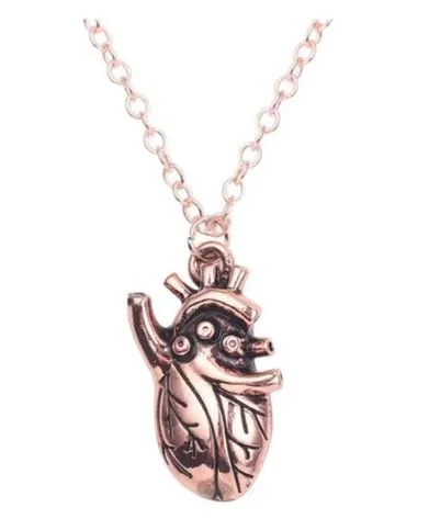 Necklaces alice N666 Rose Gold Human Heart Necklace with FREE EARRINGS