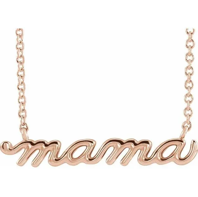 Necklaces Fire Brilliance Gold Petite Mama Script 18 Necklace