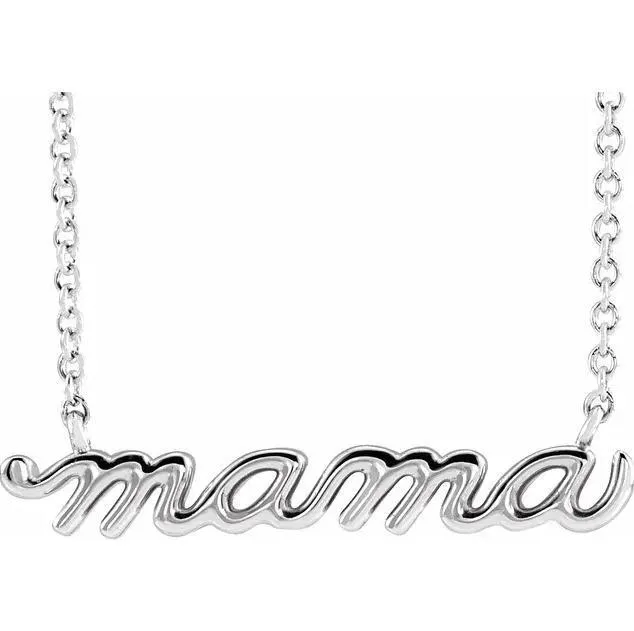 Necklaces Fire Brilliance Gold Petite Mama Script 18 Necklace