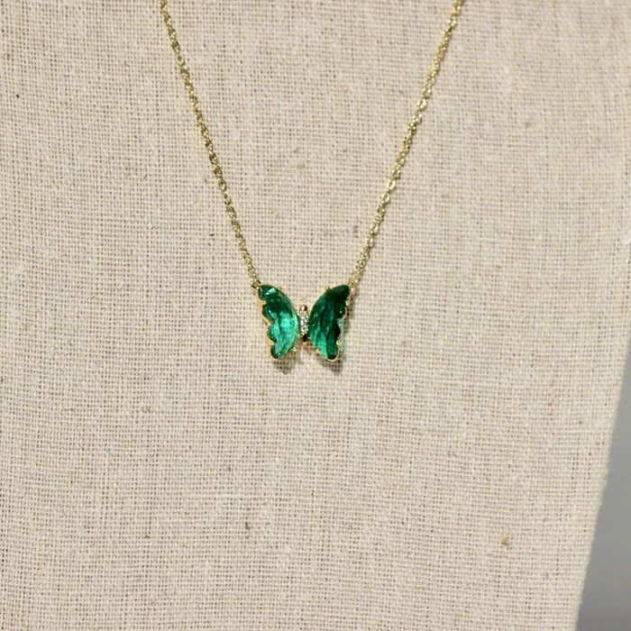 Necklaces Jewelvers 14K GoldFilled Crystal Butterfly Necklace