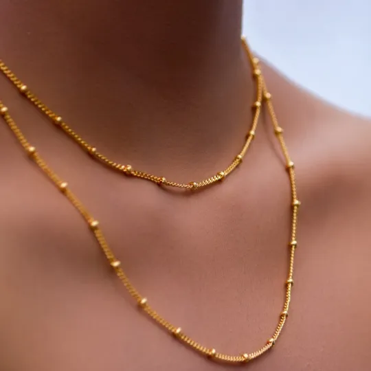 Necklaces Jewelvers 18K GoldFilled Beaded Layering Necklace