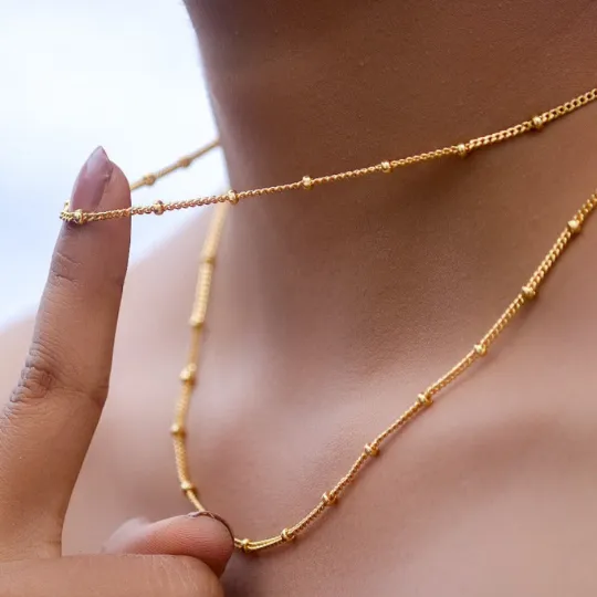 Necklaces Jewelvers 18K GoldFilled Beaded Layering Necklace