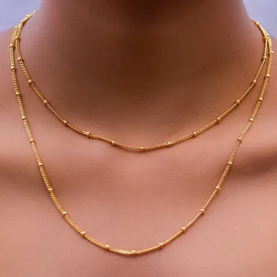 Necklaces Jewelvers 18K GoldFilled Beaded Layering Necklace