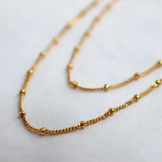 Necklaces Jewelvers 18K GoldFilled Beaded Layering Necklace