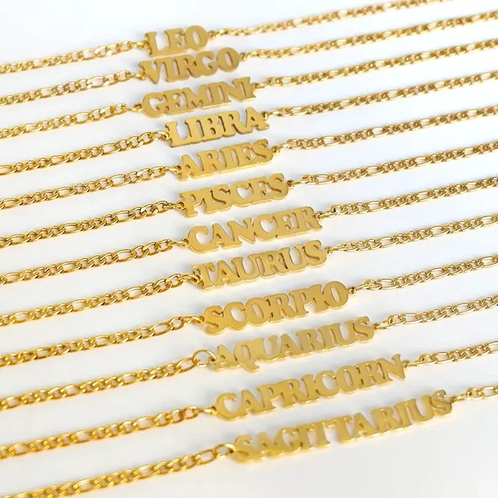 Necklaces Jewelvers 18K GoldFilled Zodiac Anklet For Women Personalized Jewelry Link Chain Anklet