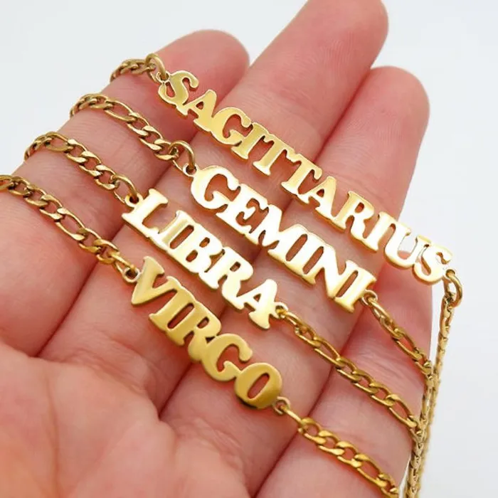 Necklaces Jewelvers 18K GoldFilled Zodiac Anklet For Women Personalized Jewelry Link Chain Anklet