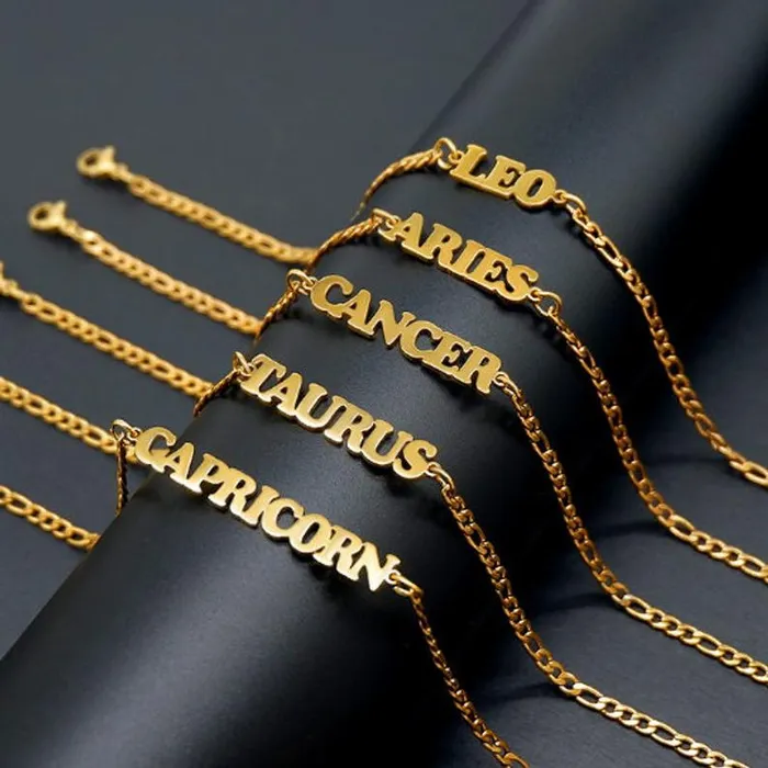 Necklaces Jewelvers 18K GoldFilled Zodiac Anklet For Women Personalized Jewelry Link Chain Anklet