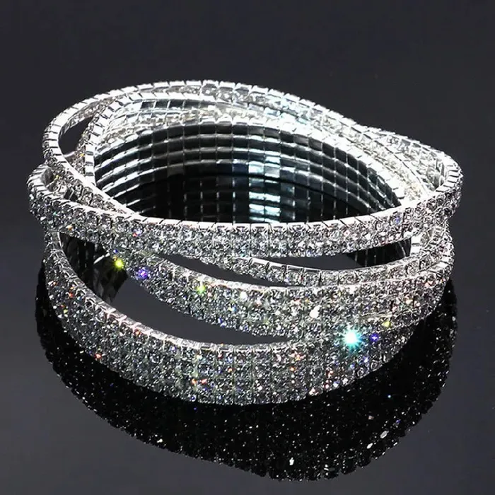 Necklaces Jewelvers Elastic Zircon Tennis Chain Anklet