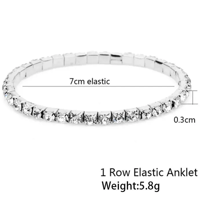 Necklaces Jewelvers Elastic Zircon Tennis Chain Anklet Necklaces Jewelvers Elastic Zircon Tennis Chain Anklet