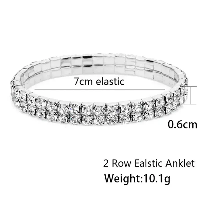 Necklaces Jewelvers Elastic Zircon Tennis Chain Anklet Necklaces Jewelvers Elastic Zircon Tennis Chain Anklet