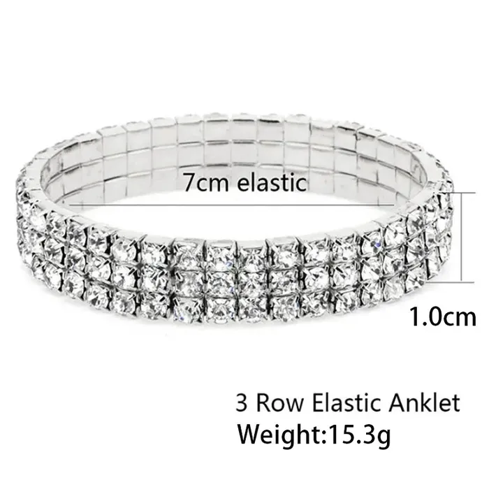 Necklaces Jewelvers Elastic Zircon Tennis Chain Anklet Necklaces Jewelvers Elastic Zircon Tennis Chain Anklet