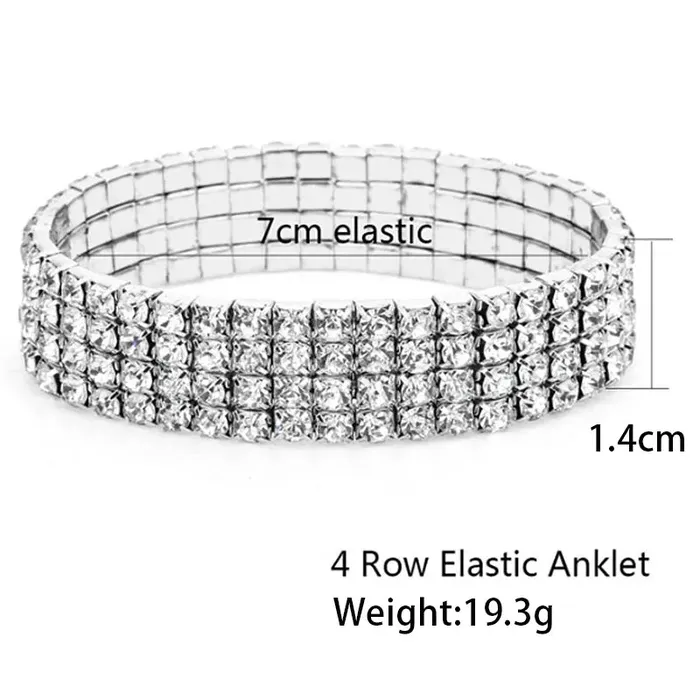 Necklaces Jewelvers Elastic Zircon Tennis Chain Anklet Necklaces Jewelvers Elastic Zircon Tennis Chain Anklet