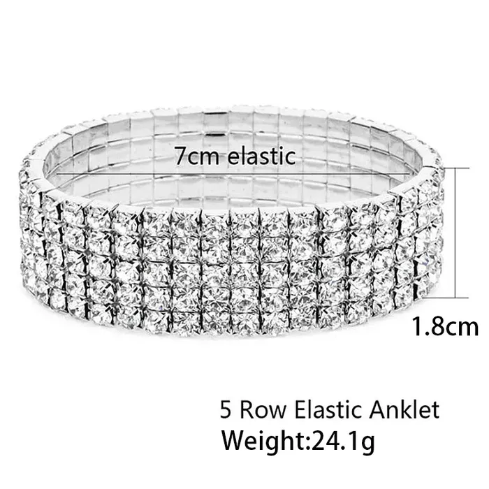 Necklaces Jewelvers Elastic Zircon Tennis Chain Anklet Necklaces Jewelvers Elastic Zircon Tennis Chain Anklet