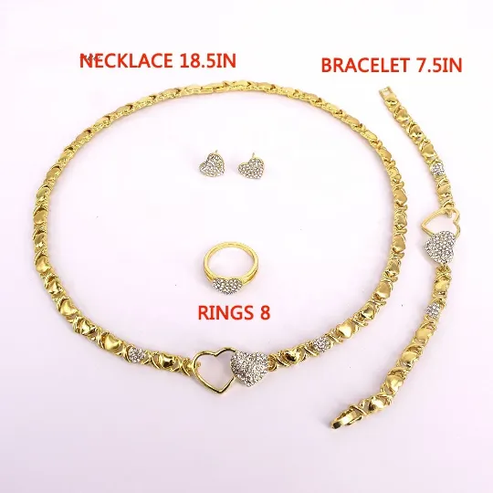 Necklaces Jewelvers XO Heart Necklace Set