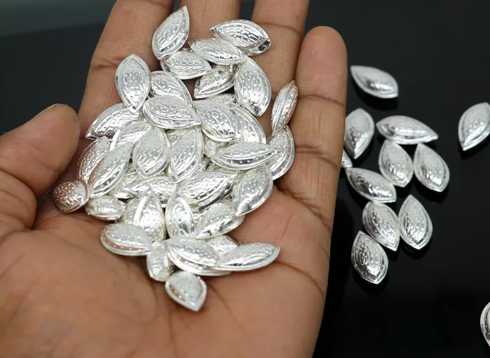 Necklaces Lot 5 pieces Sterling silver handmade puja article pure silver dry fruit silver almond pujagift for idols God best puja temple art su437 TRIBAL ORNAMENTS