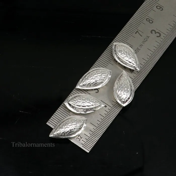 Necklaces Lot 5 pieces Sterling silver handmade puja article pure silver dry fruit silver almond pujagift for idols God best puja temple art su437 TRIBAL ORNAMENTS