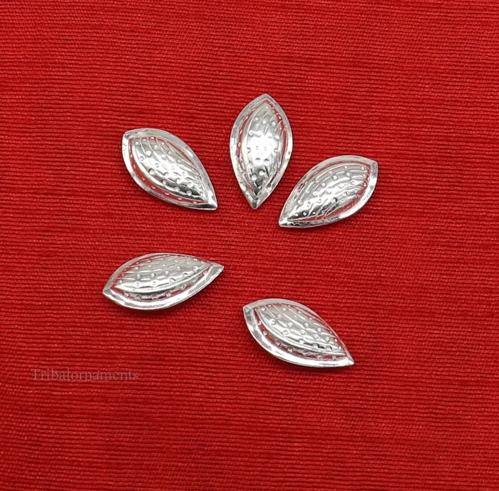 Necklaces Lot 5 pieces Sterling silver handmade puja article pure silver dry fruit silver almond pujagift for idols God best puja temple art su437 TRIBAL ORNAMENTS