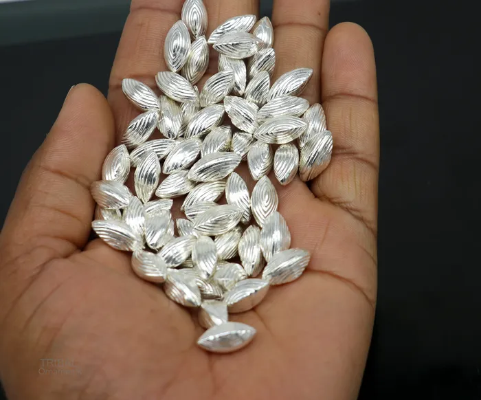 Necklaces Lot 5 pieces Sterling silver handmade puja article pure silver dry fruit silver almond pujagift for idols God best puja temple art su437 TRIBAL ORNAMENTS