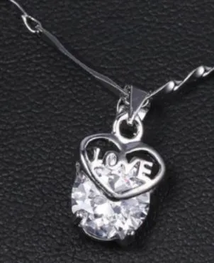 Necklaces POLLY N1510 Silver Dainty Rhinestone with Heart Love Necklace with FREE Earrings Necklaces POLLY N1510 Silver Dainty Rhinestone with Heart Love Necklace with FREE Earrings