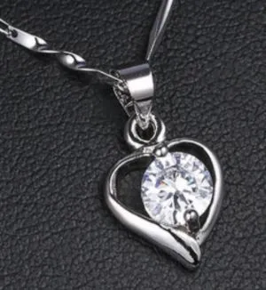 Necklaces POLLY N1528 Silver Dainty Heart Rhinestone Necklace with FREE Earrings Necklaces POLLY N1528 Silver Dainty Heart Rhinestone Necklace with FREE Earrings