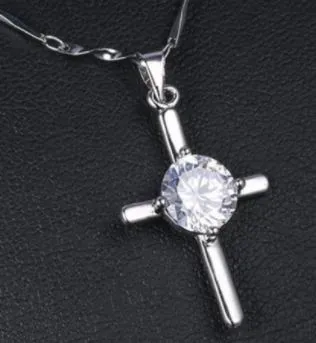 Necklaces POLLY N1545 Silver Dainty Cross Rhinestone Necklace with FREE Earrings Necklaces POLLY N1545 Silver Dainty Cross Rhinestone Necklace with FREE Earrings