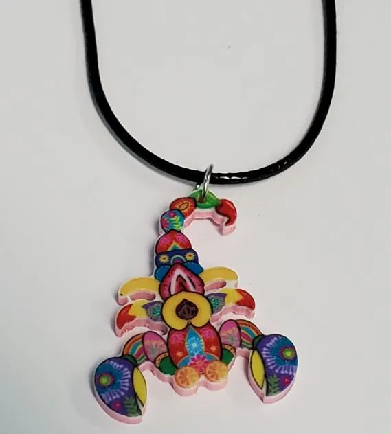 Necklaces POLLY N732 Colorful Acrylic Scorpion Necklace with Free Earrings