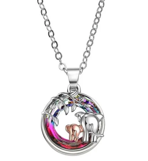 Necklaces POLLY N965 Silver Rose Gold Elephant Iridescent Pink Necklace with FREE Earrings Necklaces POLLY N965 Silver Rose Gold Elephant Iridescent Pink Necklace with FREE Earrings