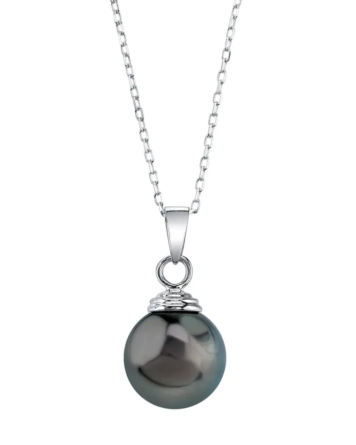Necklaces spt Black Tahitian Pearl Solitaire Pendant
