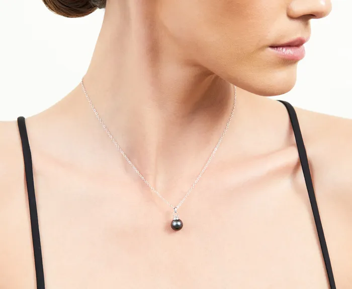 Necklaces spt Black Tahitian Pearl Solitaire Pendant