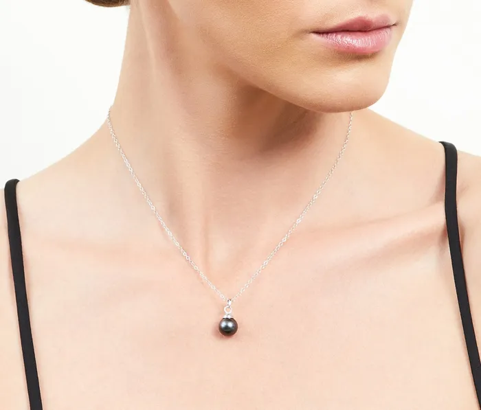 Necklaces spt Black Tahitian Pearl Solitaire Pendant