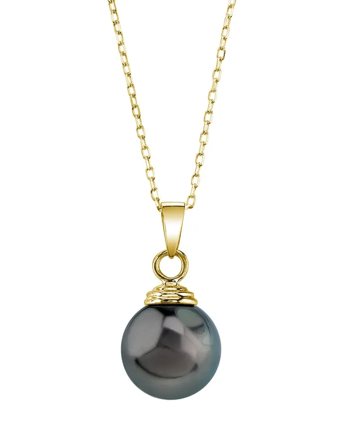 Necklaces spt Black Tahitian Pearl Solitaire Pendant