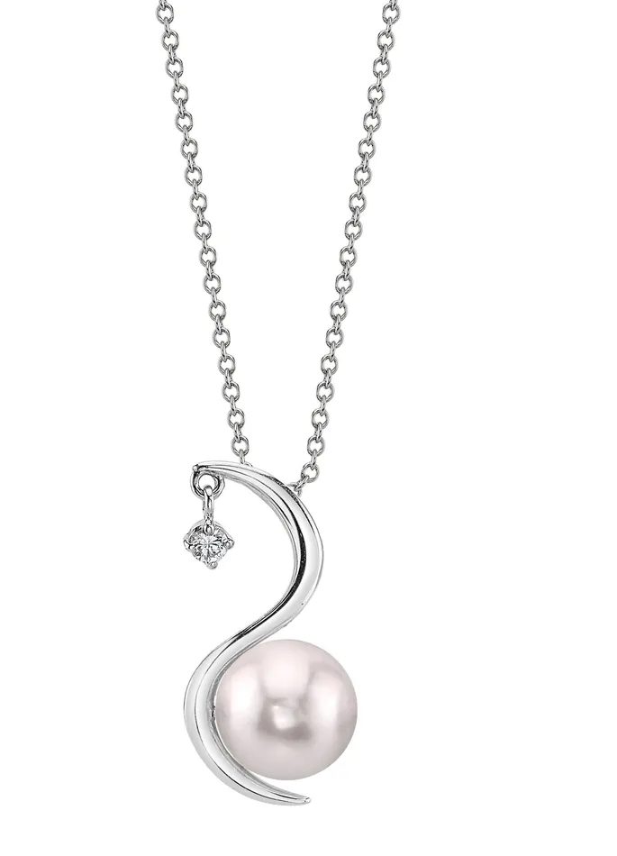 Necklaces spt Japanese Akoya Pearl Diamond Ellis Pendant